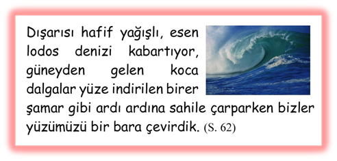 Dışarısı hafif yağışlı, esen lodos denizi kabartıyor, g�neyden gelen koca dalgalar y�ze indirilen birer şamar gibi ardı ardına sahile �arparken bizler y�z�m�z� bir bara �evirdik. 